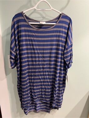 LuLaRoe Striped Tunic in Navy and Gray